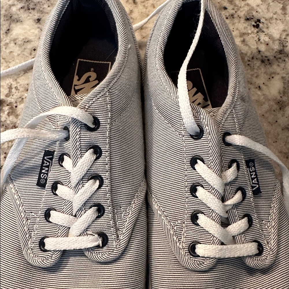 Navy and white stripped Vans - Picture 3 of 9